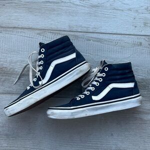 Vans high tops navy blue size 9.5 pre loved